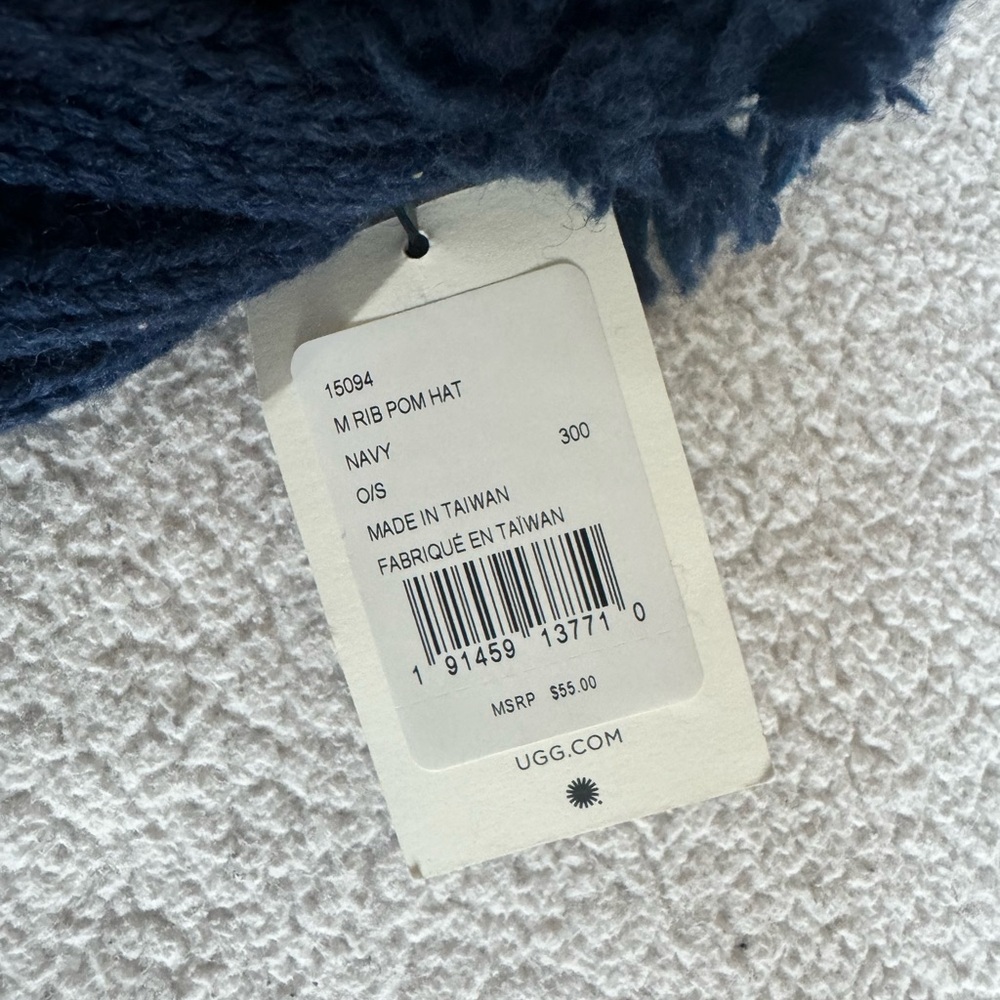 UGG Pom Winter Hat - Navy Blue - Picture 3 of 3